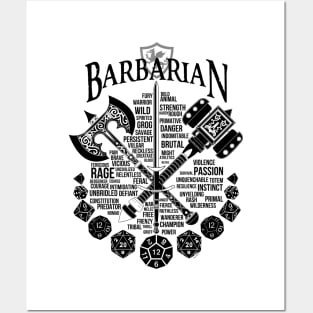 RPG Class Series: Barbarian - Black Version Posters and Art